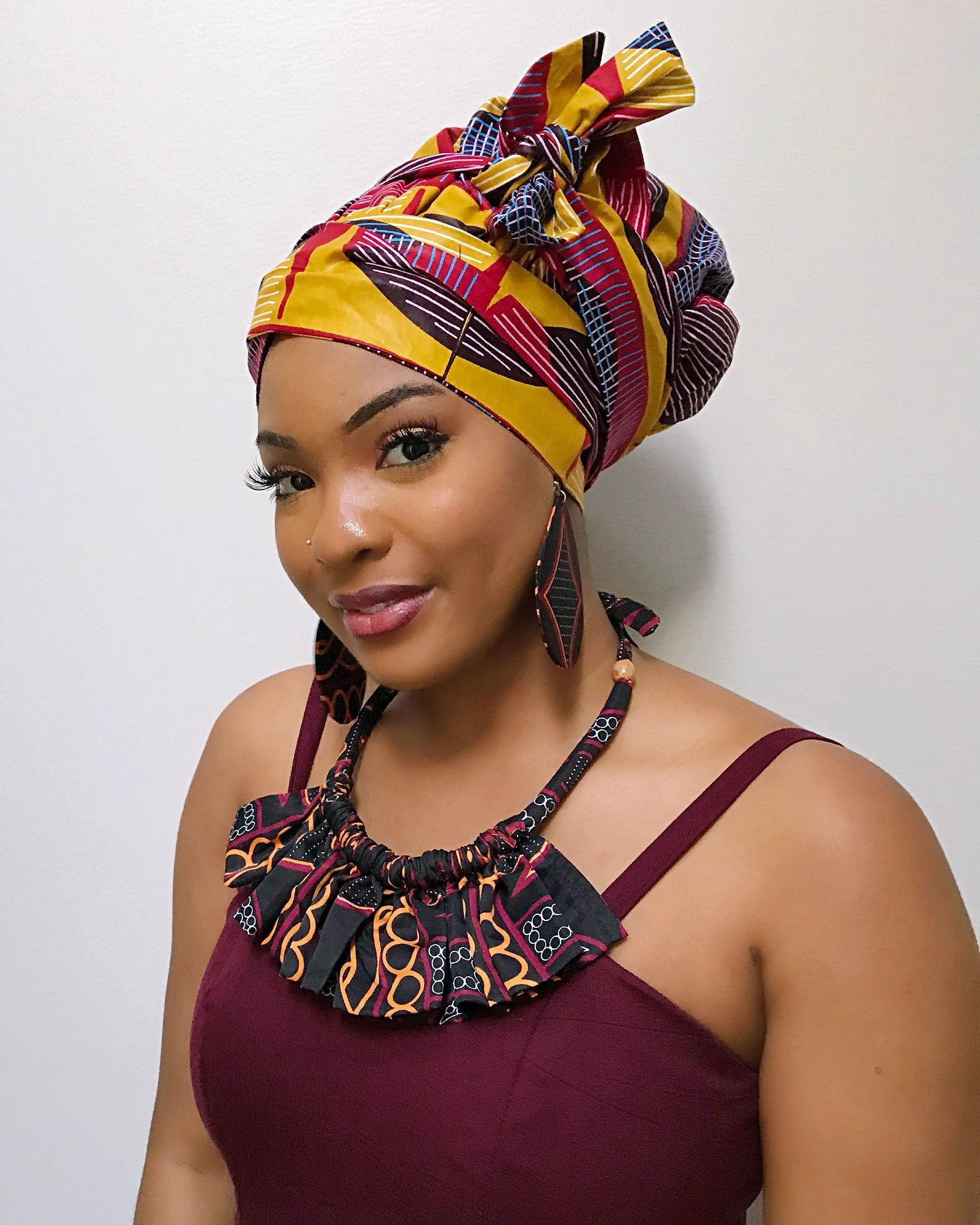 Arun African Print Bonnet Head Wrap