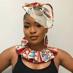 African Print Fascinator Hair Clip Hat - Red / Blue
