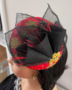 Gloria Fascinator Headband Hat for women- Red/ Black / Gold