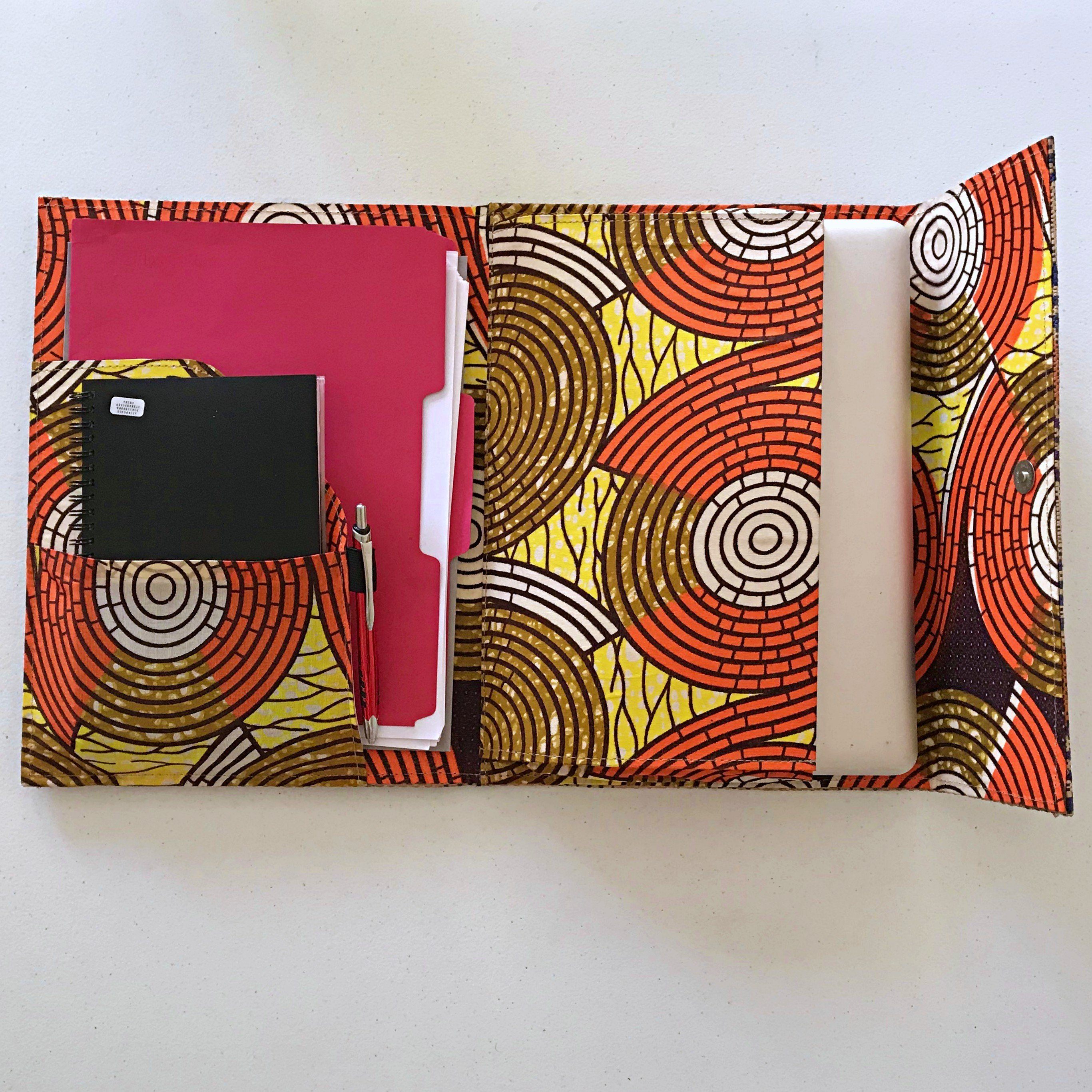 African Handmade Document Holder with Press Buttons Closure (Design/Color Varies)