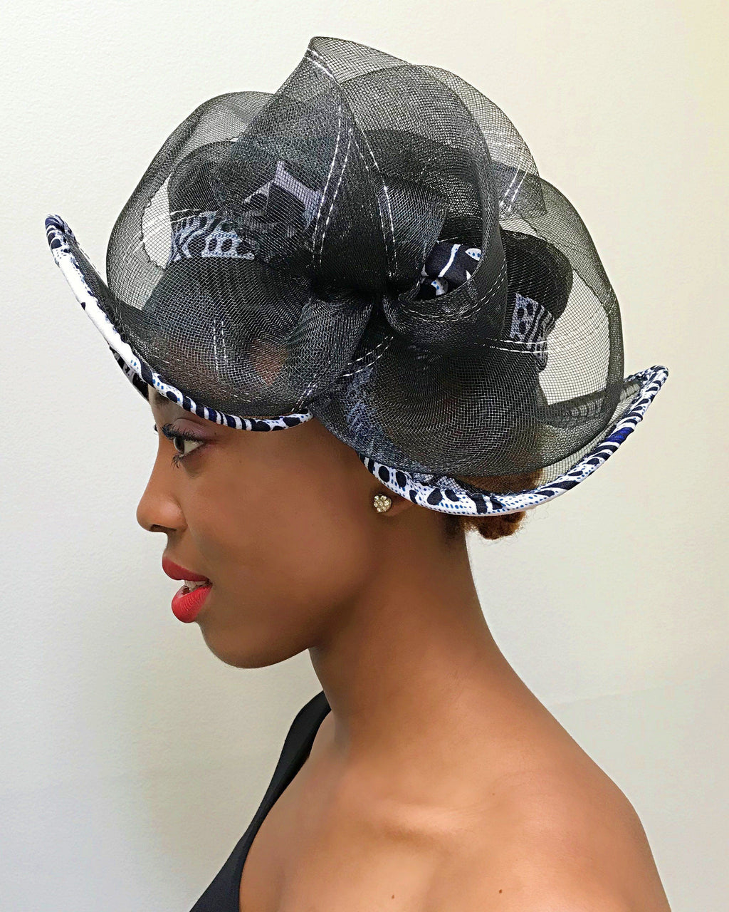 Zona African Print Church Hat - Black