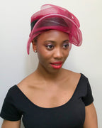 African Print Church Hat - Bordeau / Black
