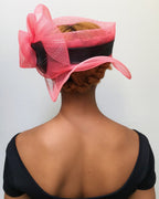 African Print Church Hat - Pink / Black