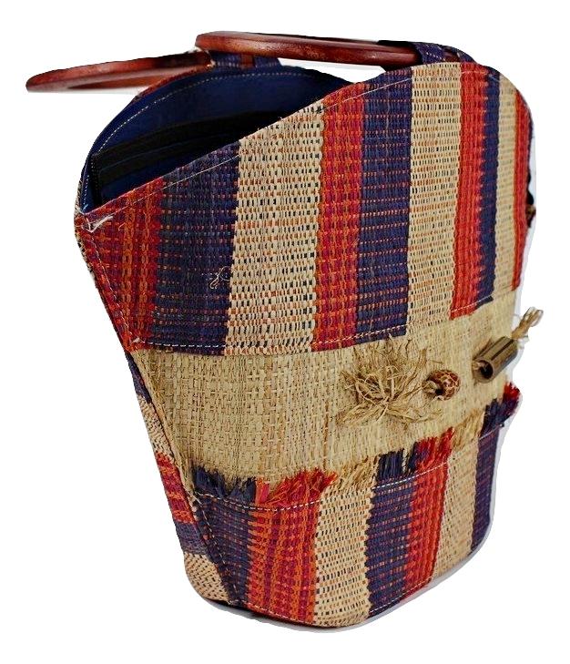 African Handmade Raffia Fibers Basket Handbag