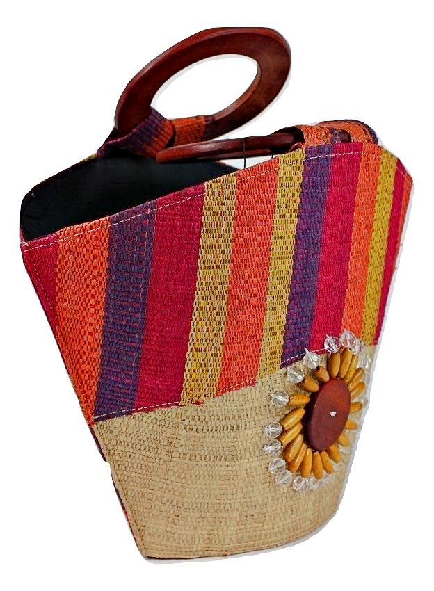 Handmade Raffia Fibers African Basket Bag