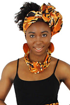 Ayo African Print Headwrap - Orange/Black