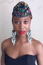 Fabia African Print Headwrap (Black / Floral)