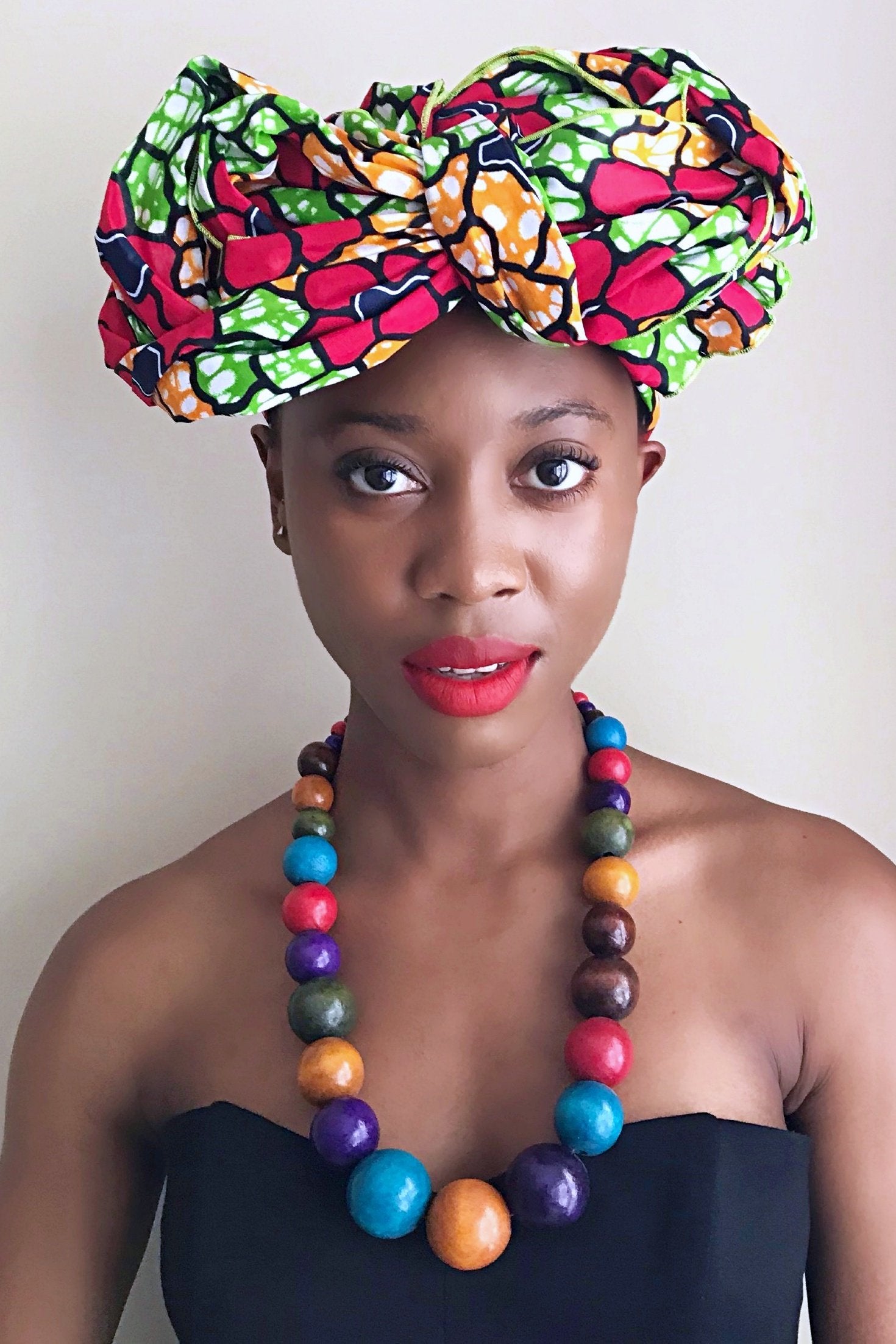Rosita African Print Headwrap (Green / Red / Yellow)