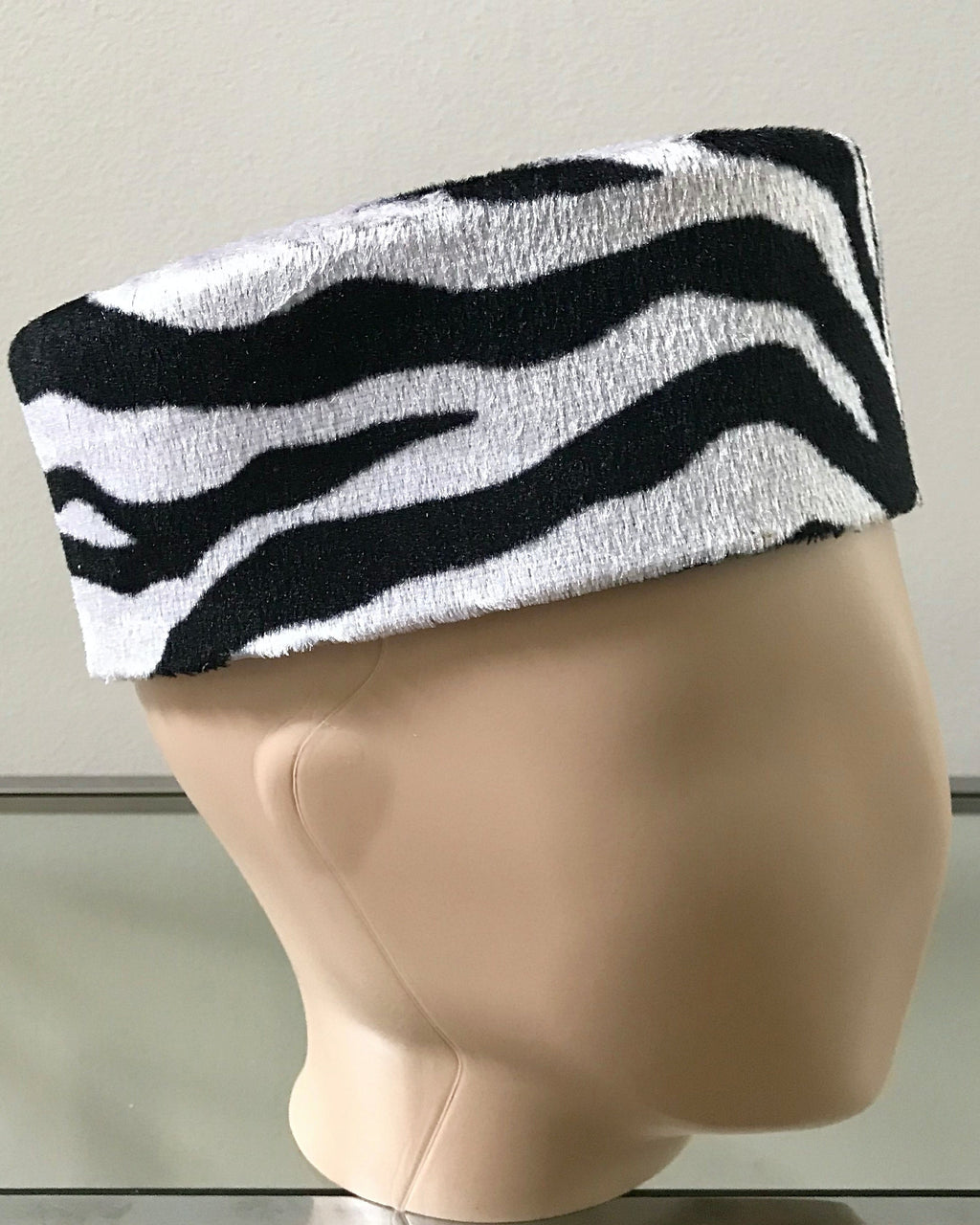Zebra Print Velvet Hat for Men