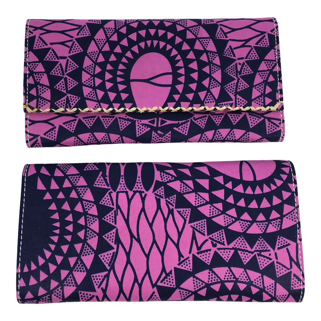 Ada African Print Clutch / Ankara Purse Wallet - Pink