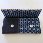 Afia African Print Clutch / Ankara Purse Wallet - Denim/ Blue