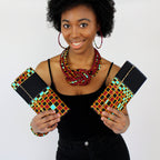 Hadja African Print Purse Wallet - Black / Red